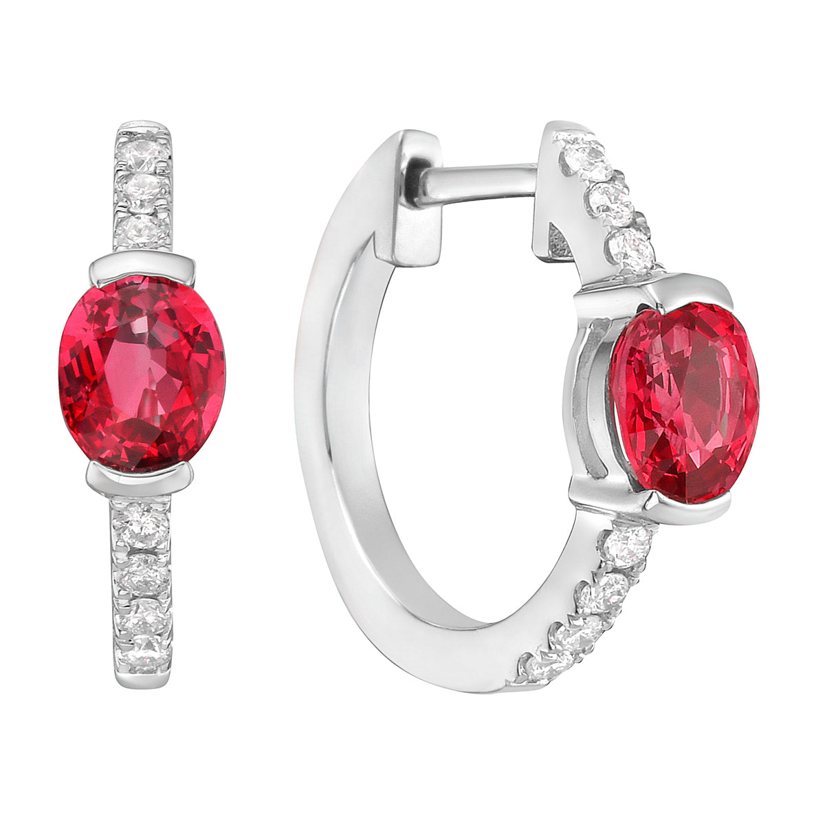 Earrings 14KW/2.4G 2RUBY-0.82CT 14RD-0.11CT