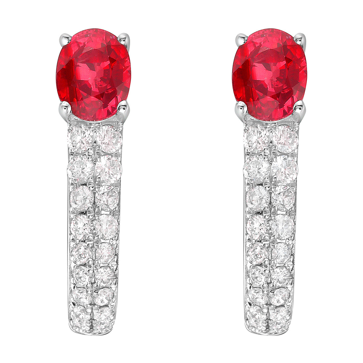 Earrings 14KW/2.6G 2RUBY-0.82CT 36RD-0.32CT