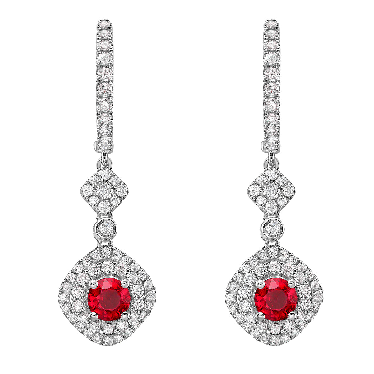 Earrings 14KW/5.74G 2RUBY-1.33G 118RD-1.28CT