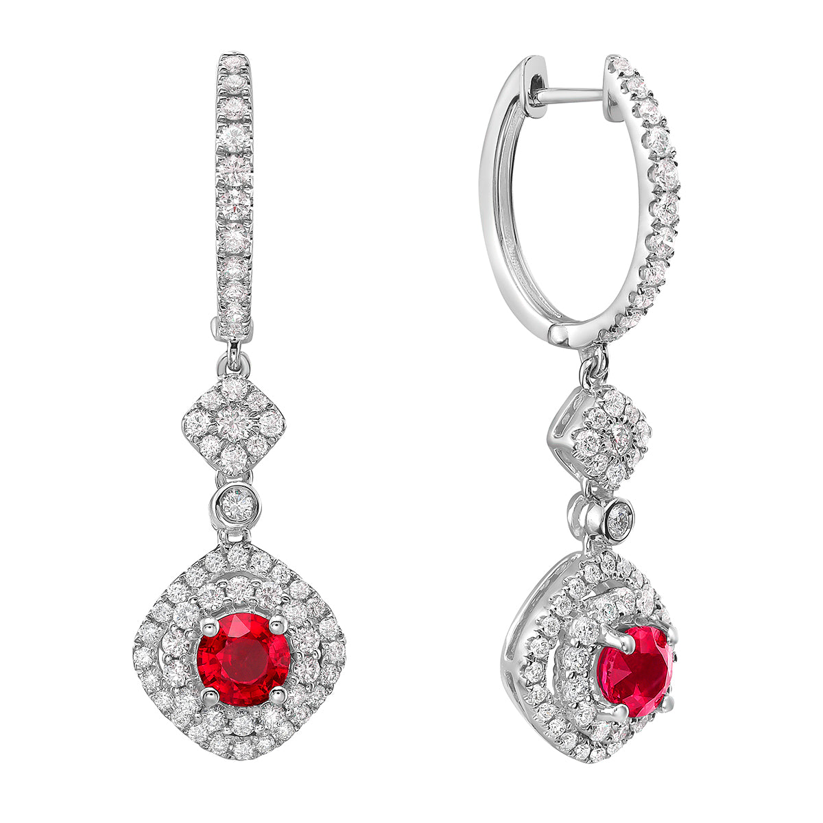 Earrings 14KW/5.74G 2RUBY-1.33G 118RD-1.28CT