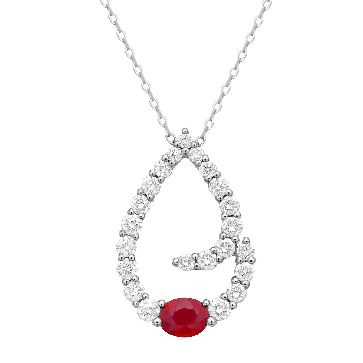 Pendant 14KW/1.6G 1RUBY-0.42CT 22RD-0.66CT