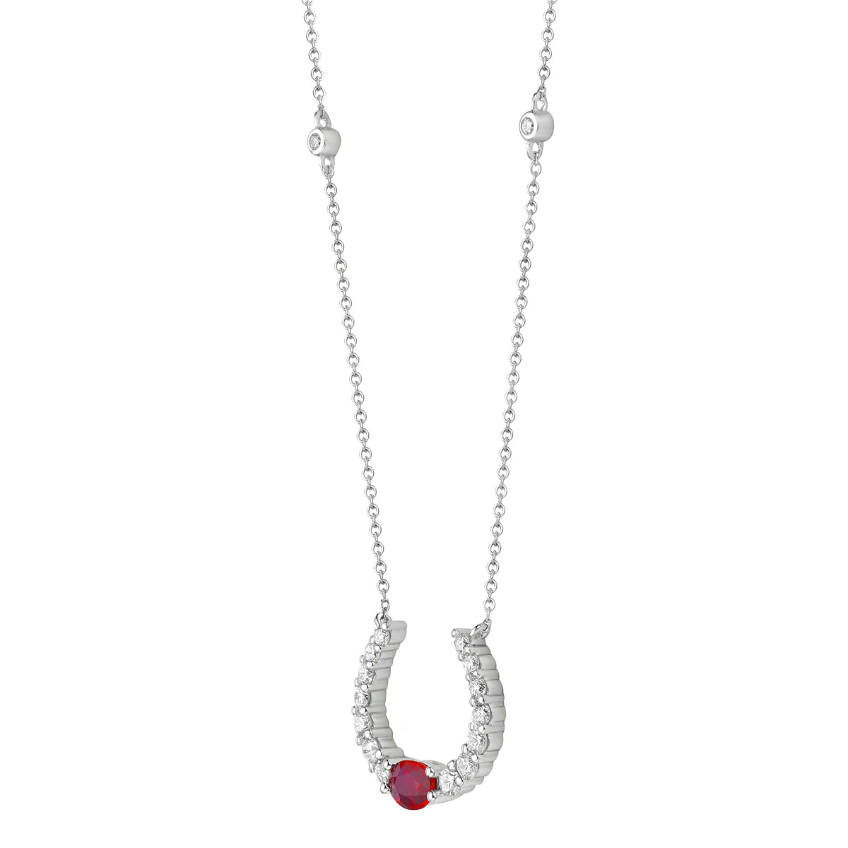 Necklace 14KW/1.6G 1RUBY-0.35CT 12RD-0.42CT 4RD-0.06CT