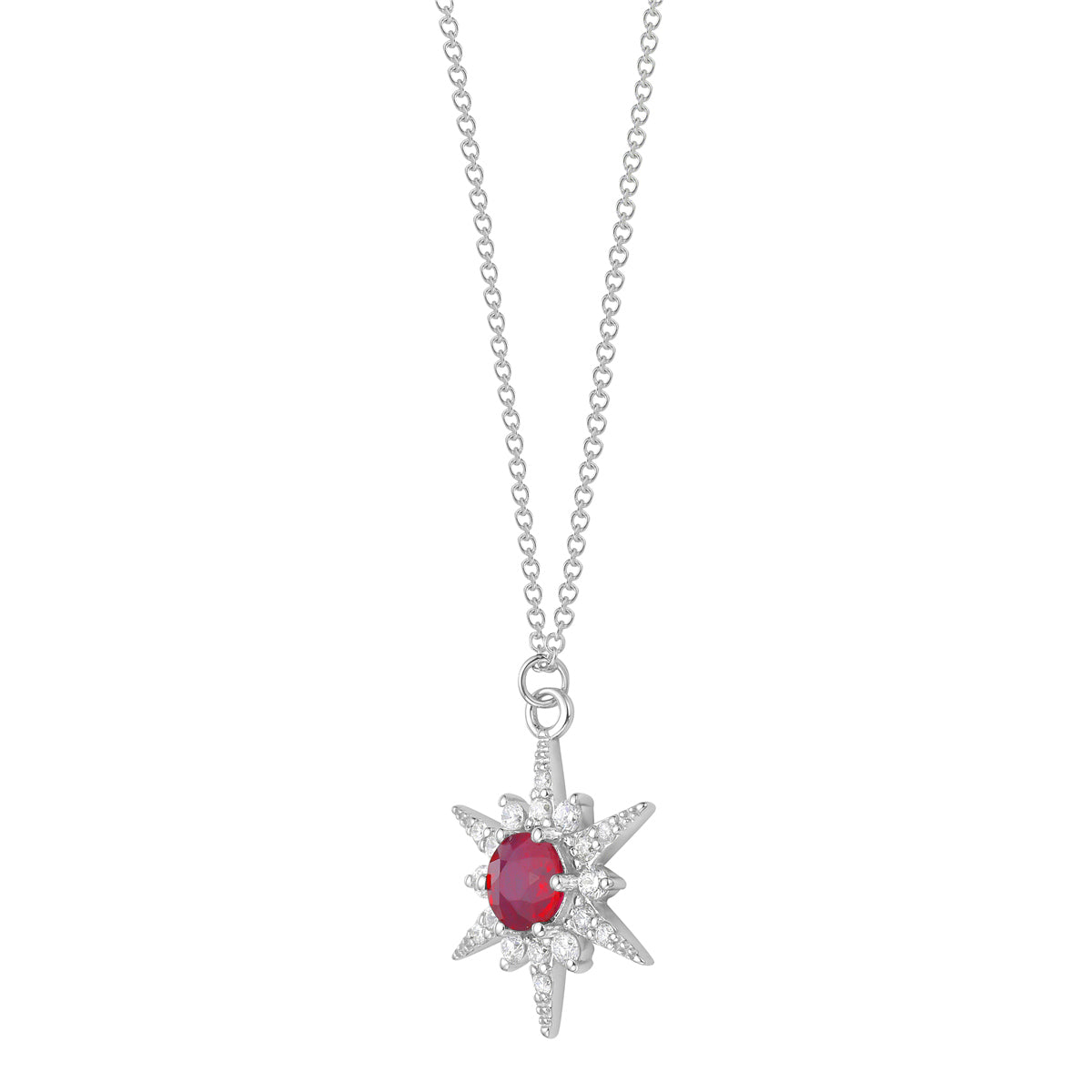 Necklace 14KW/1.2G 1RUBY-0.72CT 6RD-0.13CT 12RD-0.14CT