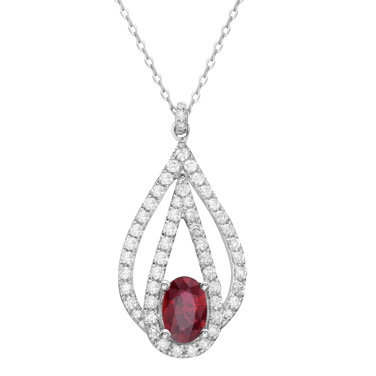 Pendant 14KW/1.7G 1RUBY-0.85CT 55RD-0.56CT