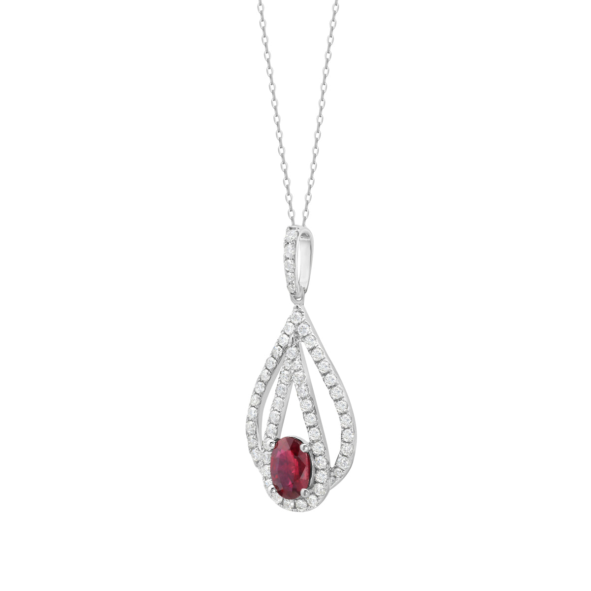 Pendant 14KW/1.7G 1RUBY-0.85CT 55RD-0.56CT