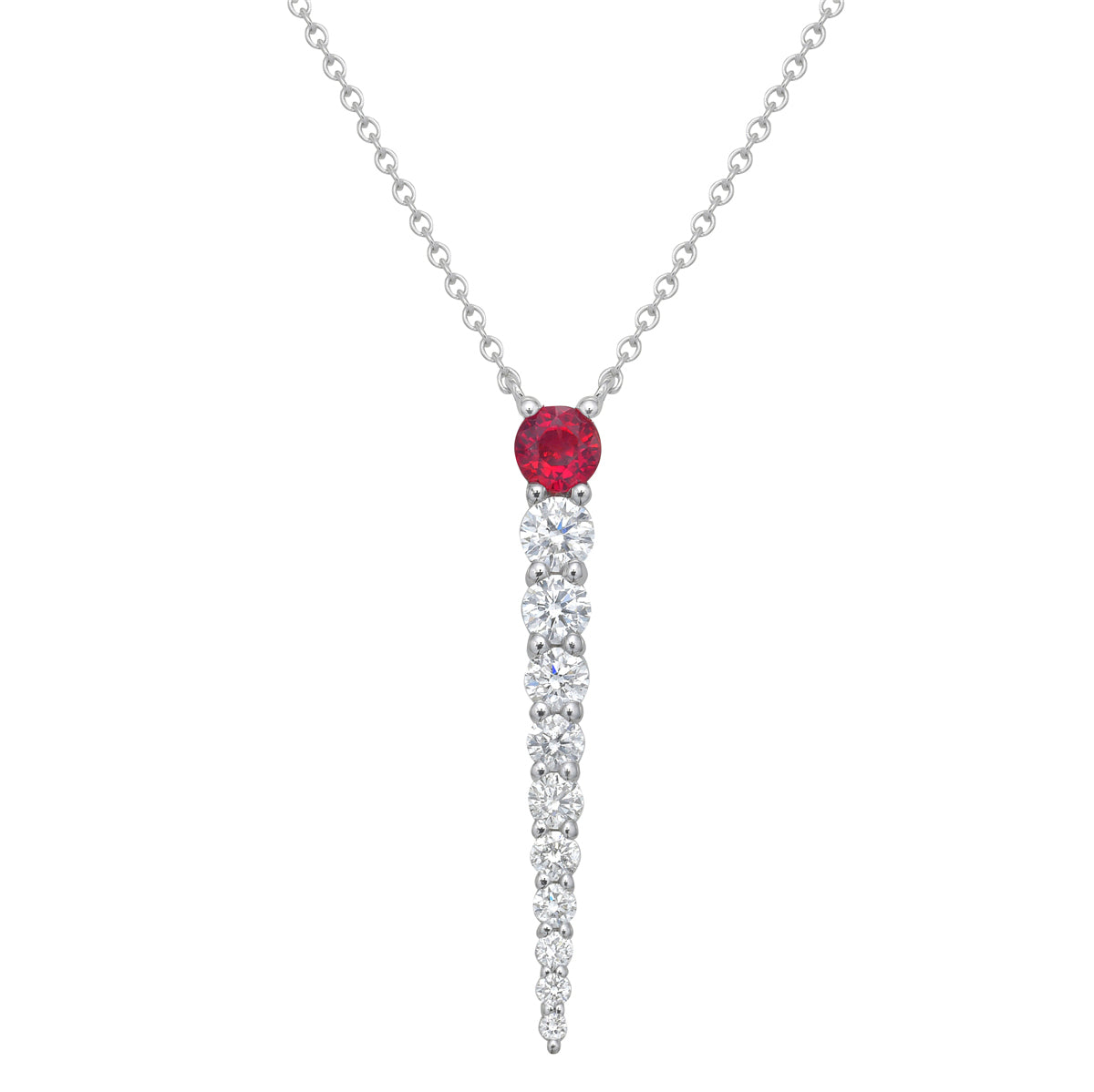 Necklace 14KW/0.9G 1RUBY-0.23CT 6RD-0.35CT 4RD-0.05CT