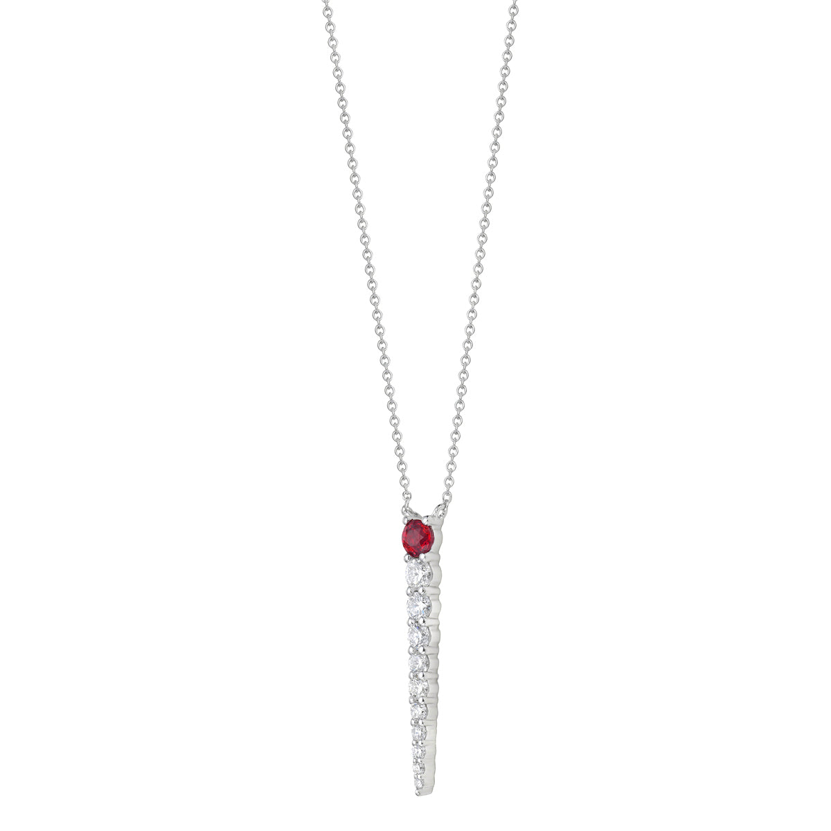 Necklace 14KW/0.9G 1RUBY-0.23CT 6RD-0.35CT 4RD-0.05CT