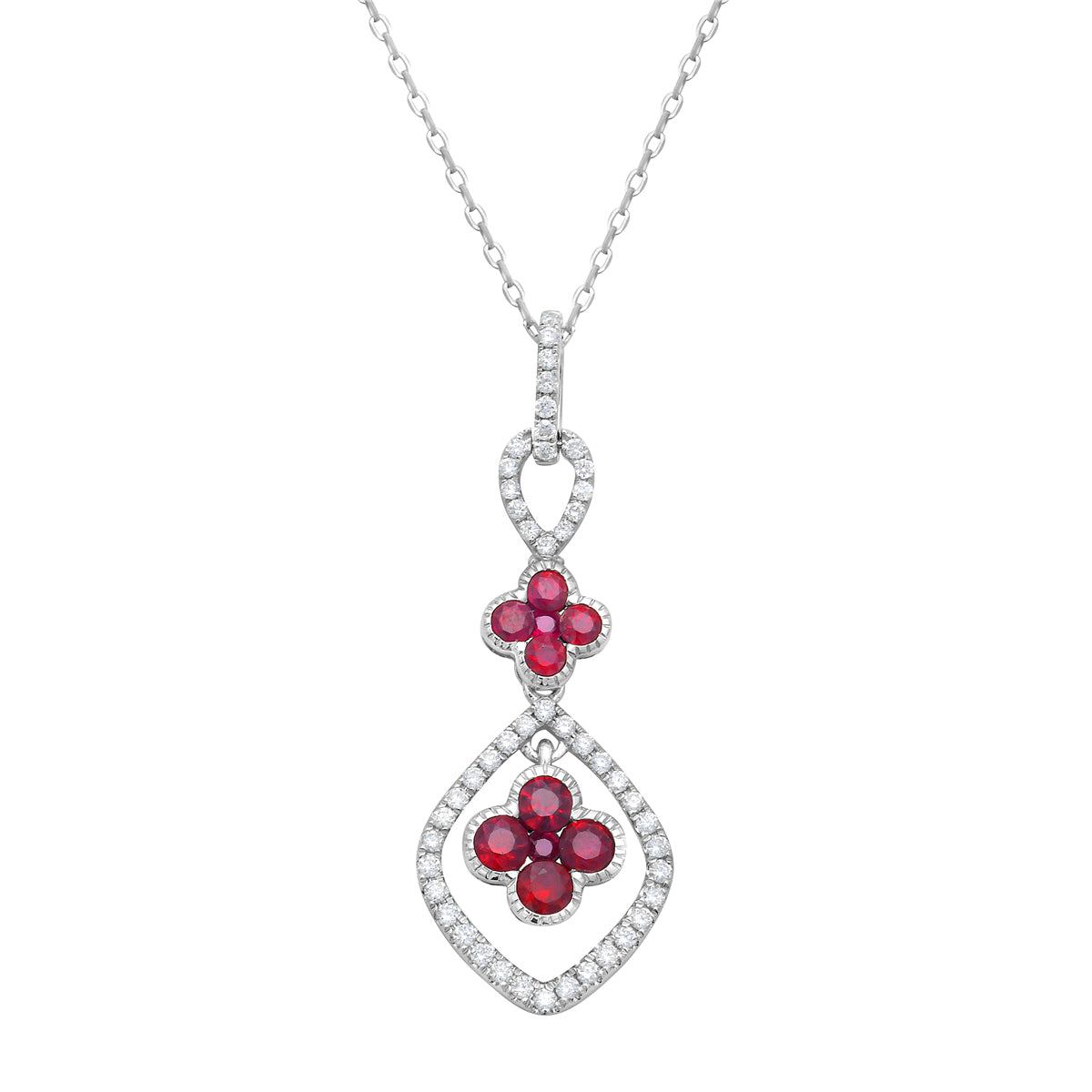 Pendant 14KW/1.7G 10RUBY-0.63CT 48RD-0.22CT