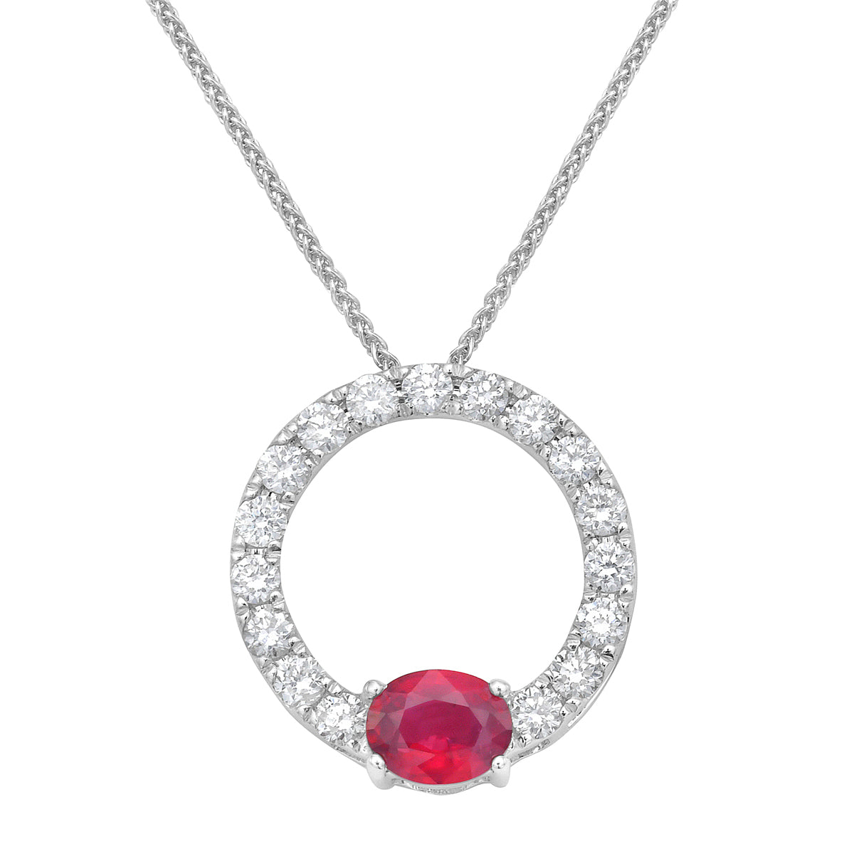 Pendant 14KW/0.8G 1RUBY-0.49CT 17RD-0.39CT