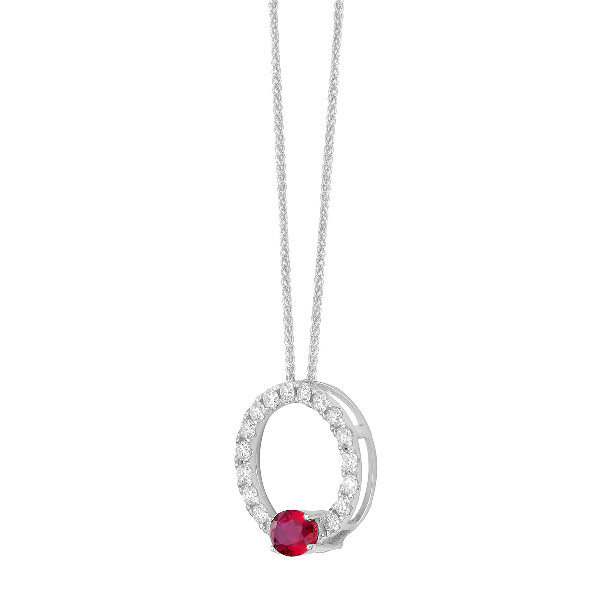 Pendant 14KW/0.8G 1RUBY-0.49CT 17RD-0.39CT