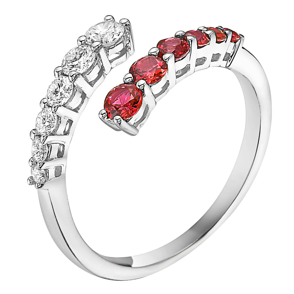 Ring 18KW/2.7G 6RUBY-0.45CT 6RD-0.34CT