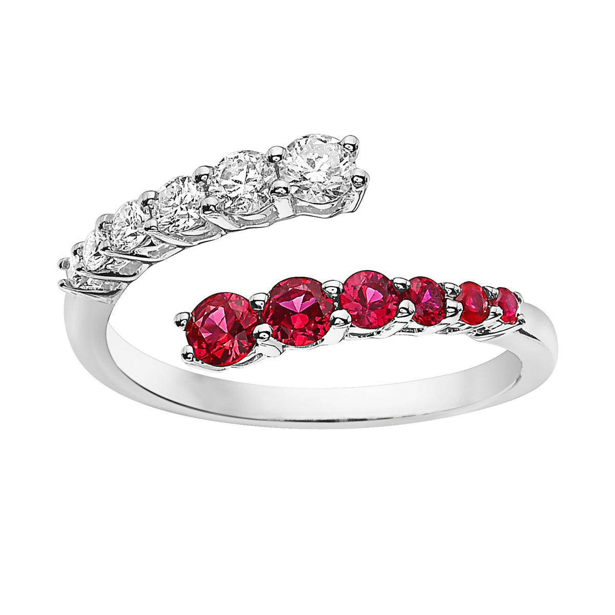 Ring 18KW/2.7G 6RUBY-0.45CT 6RD-0.34CT