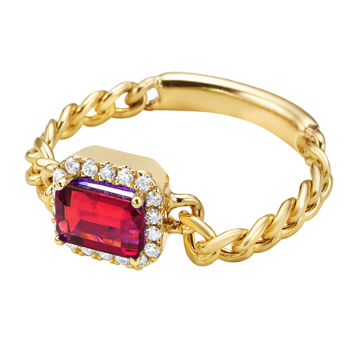 Ring 14KY/1.7G 1RUBY-0.56CT 18RD-0.11CT