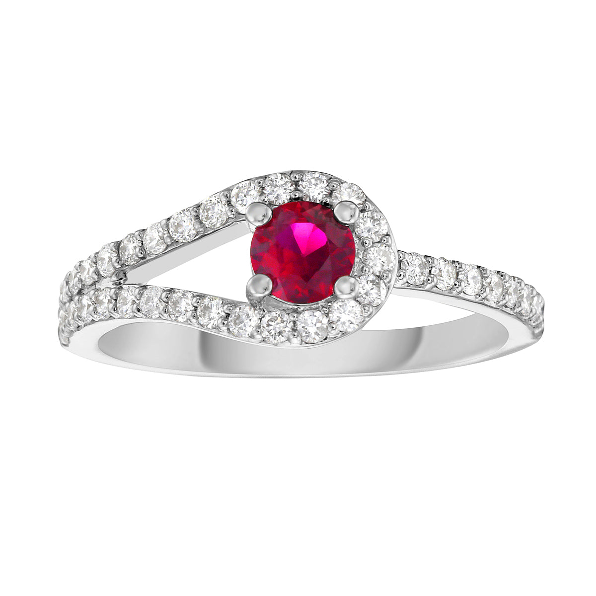 Ring 14KW/3.1G 1RUBY-0.32CT 37RD-0.36CT