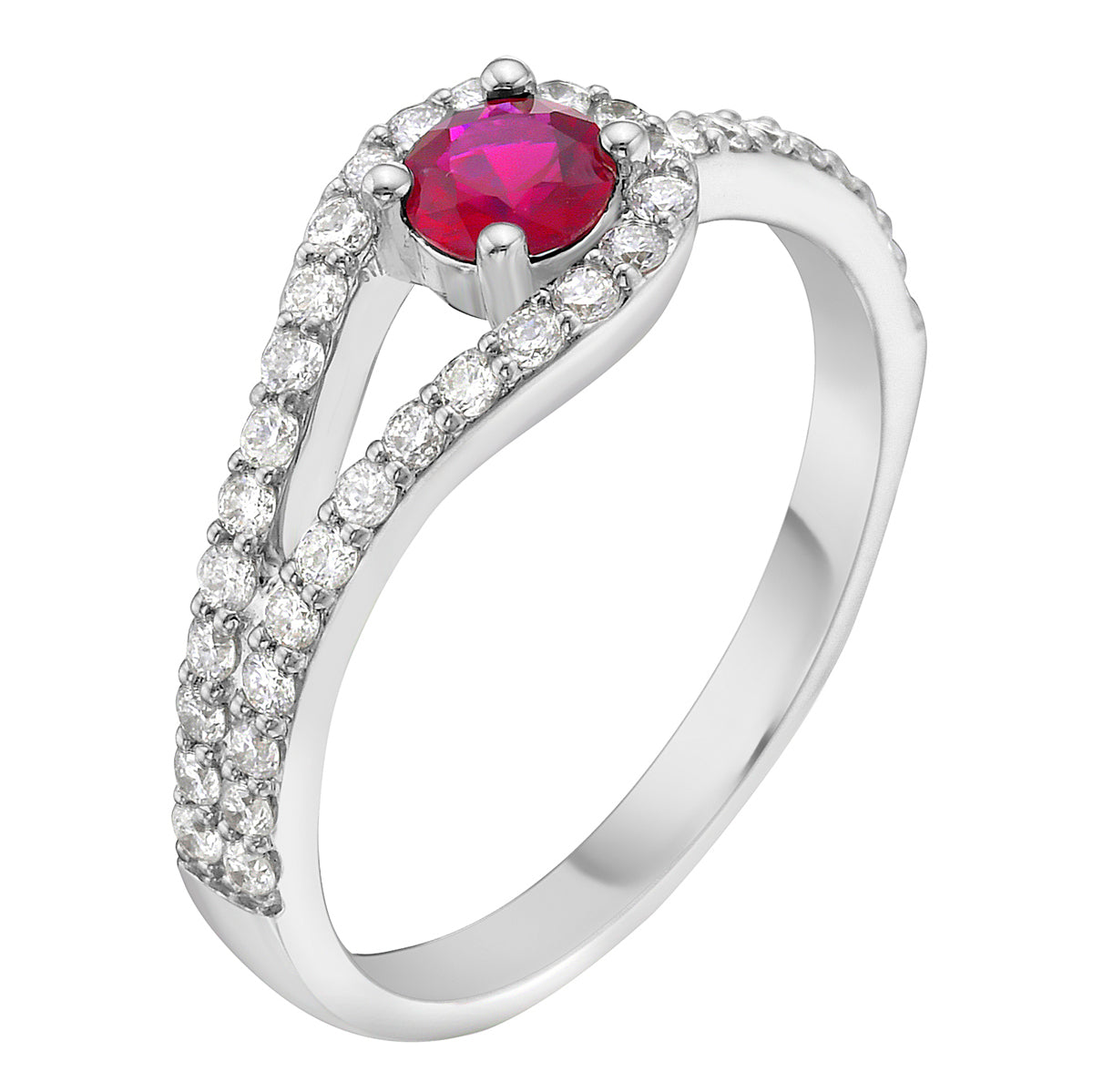 Ring 14KW/3.1G 1RUBY-0.32CT 37RD-0.36CT