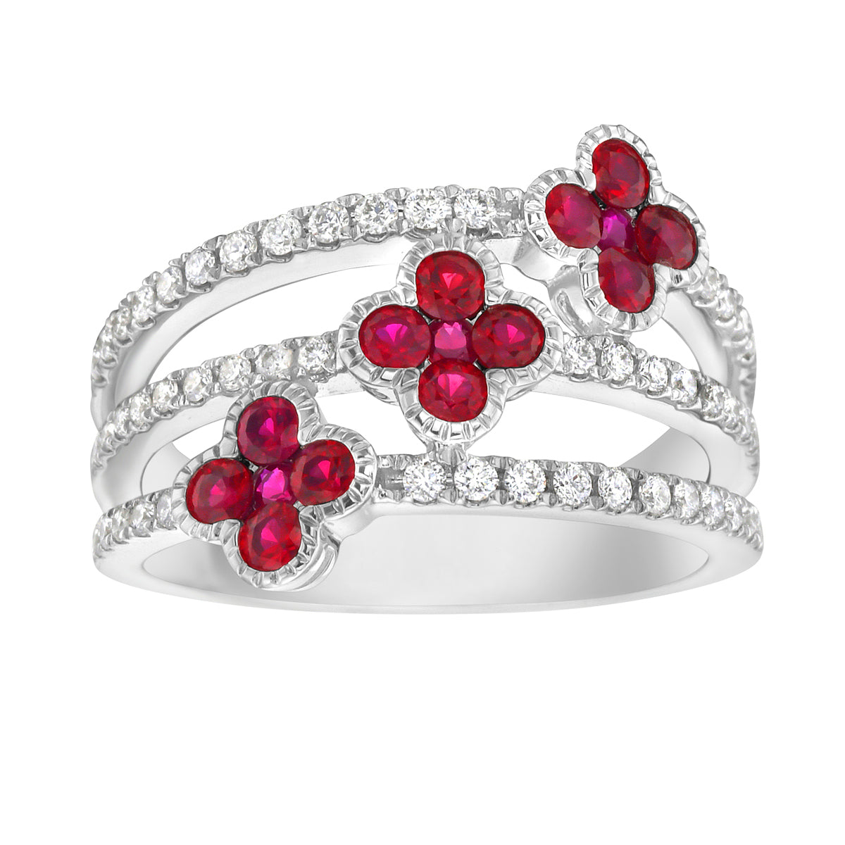 Ring 14KW/4.5G 15RUBY-0.69CT 52RD-0.32CT