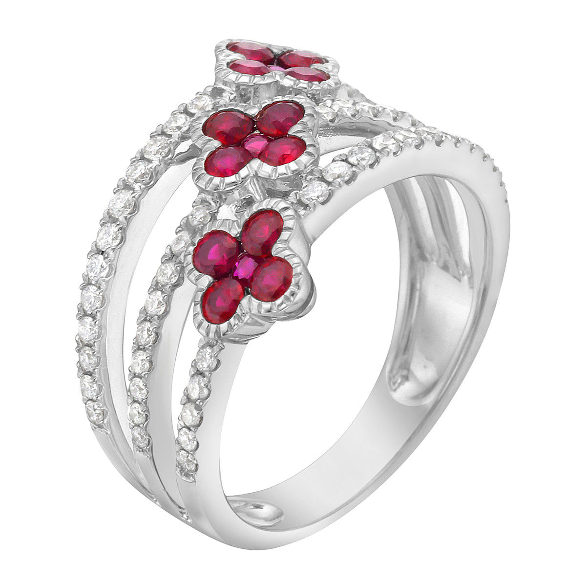 Ring 14KW/4.5G 15RUBY-0.69CT 52RD-0.32CT