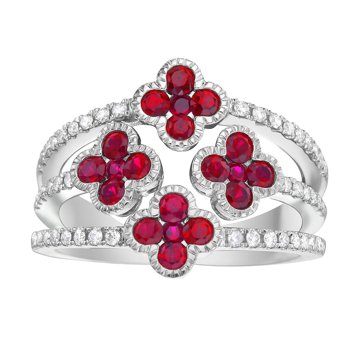 Ring 14KW/4.8G 20RUBY-0.90CT 48RD-0.25CT