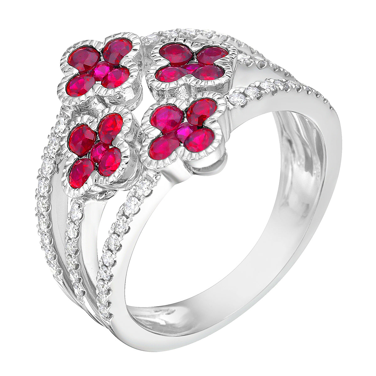 Ring 18KW/4.8G 20RUBY-0.90CT 48RD-0.25CT