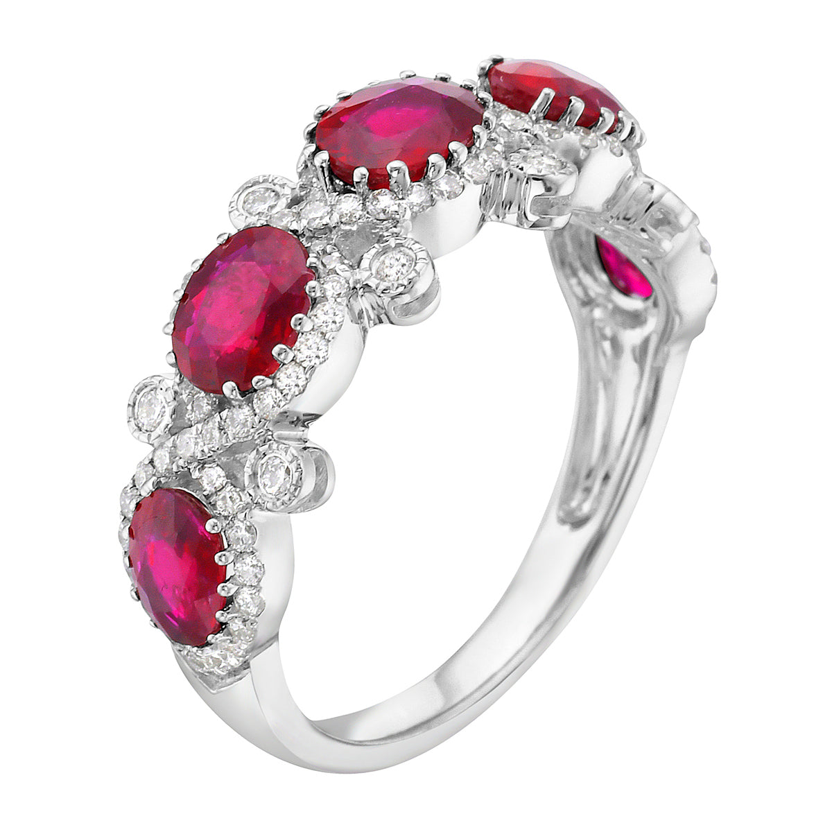 Ring 14KW/3.2G 5RUBY-1.93CT 94RD-0.39CT