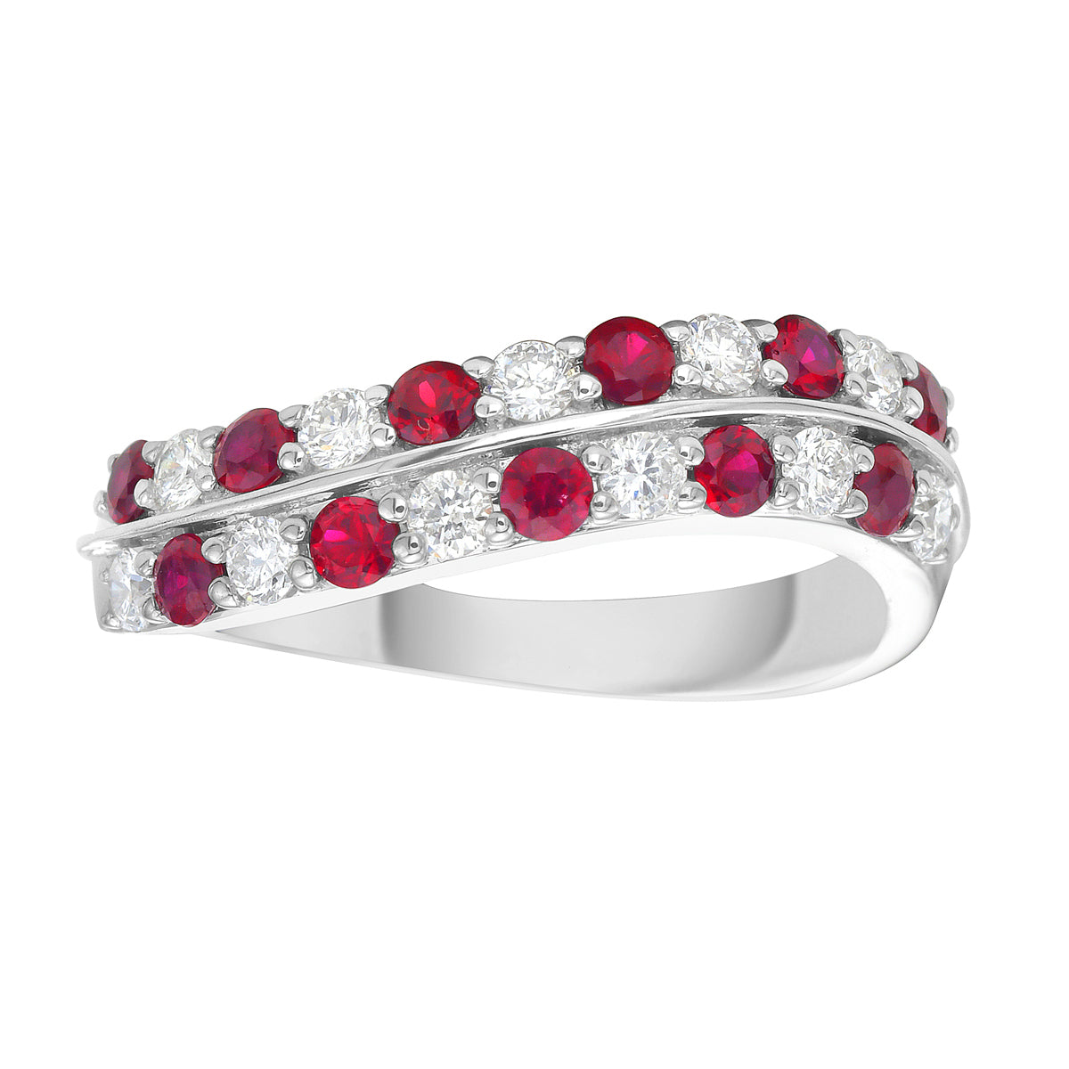 Ring 14KW/4.3G 11RUBY-0.54CT 11RD-0.33CT