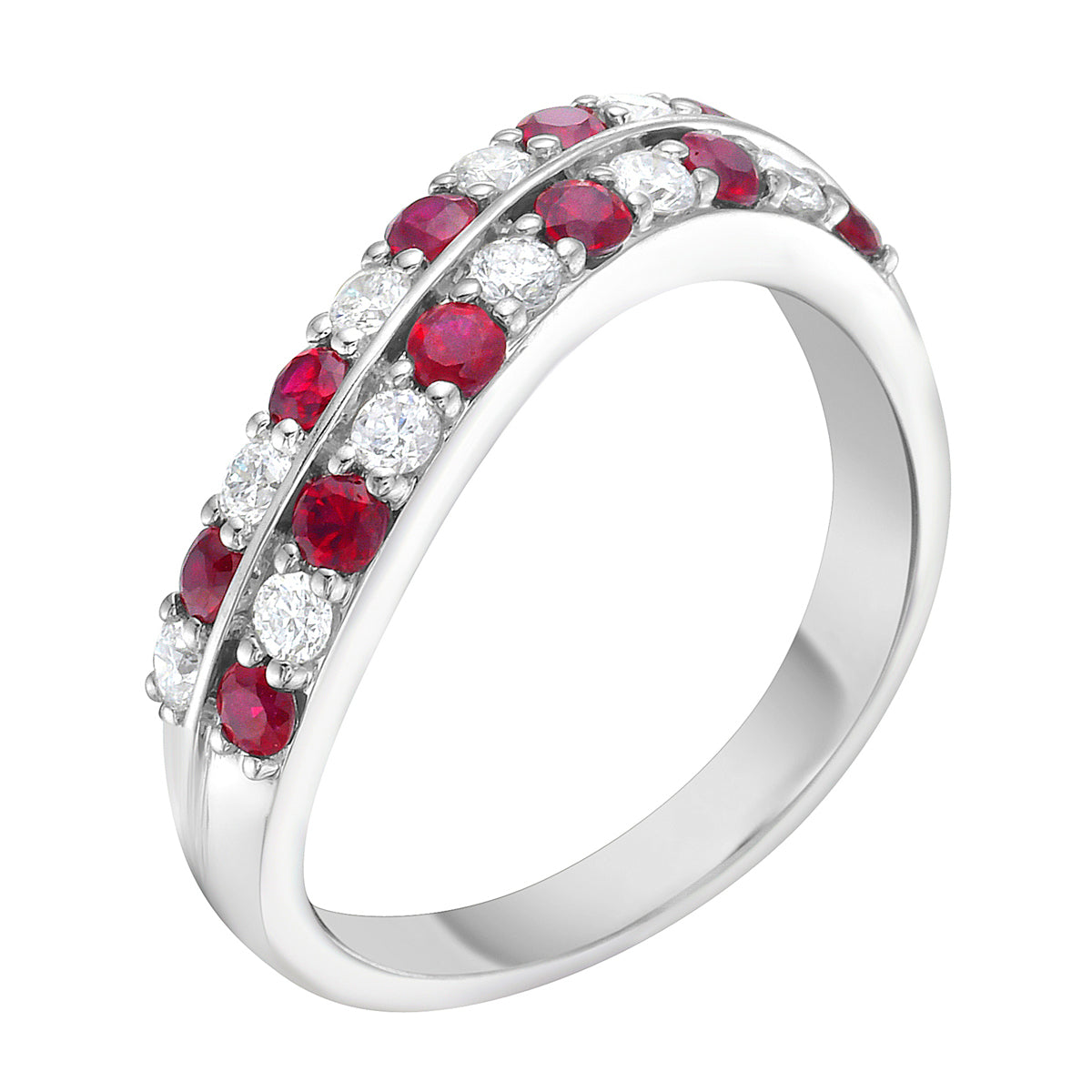 Ring 14KW/4.3G 11RUBY-0.54CT 11RD-0.33CT