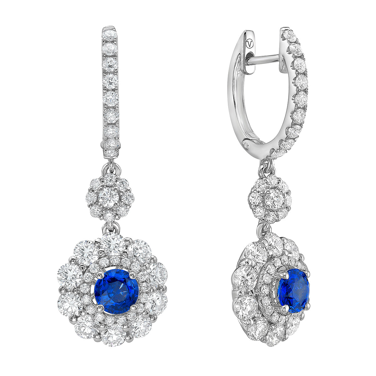 Earrings 14KW/4.9G 2SAPP-1.07CT 84RD-1.57CT