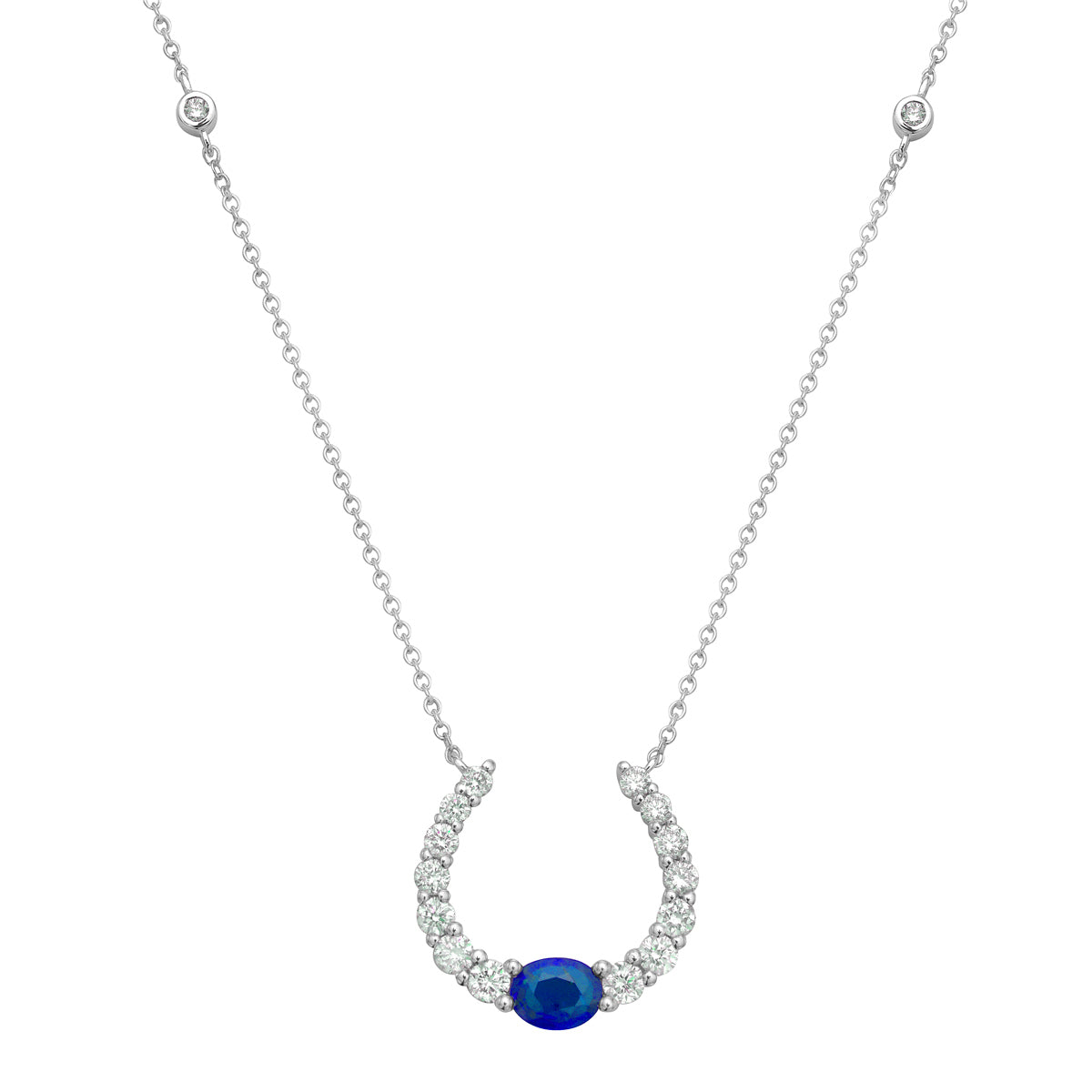 Necklace 14KW/1.6G 1SAPP-0.45CT 12RD-0.42CT 4RD-0.07CT