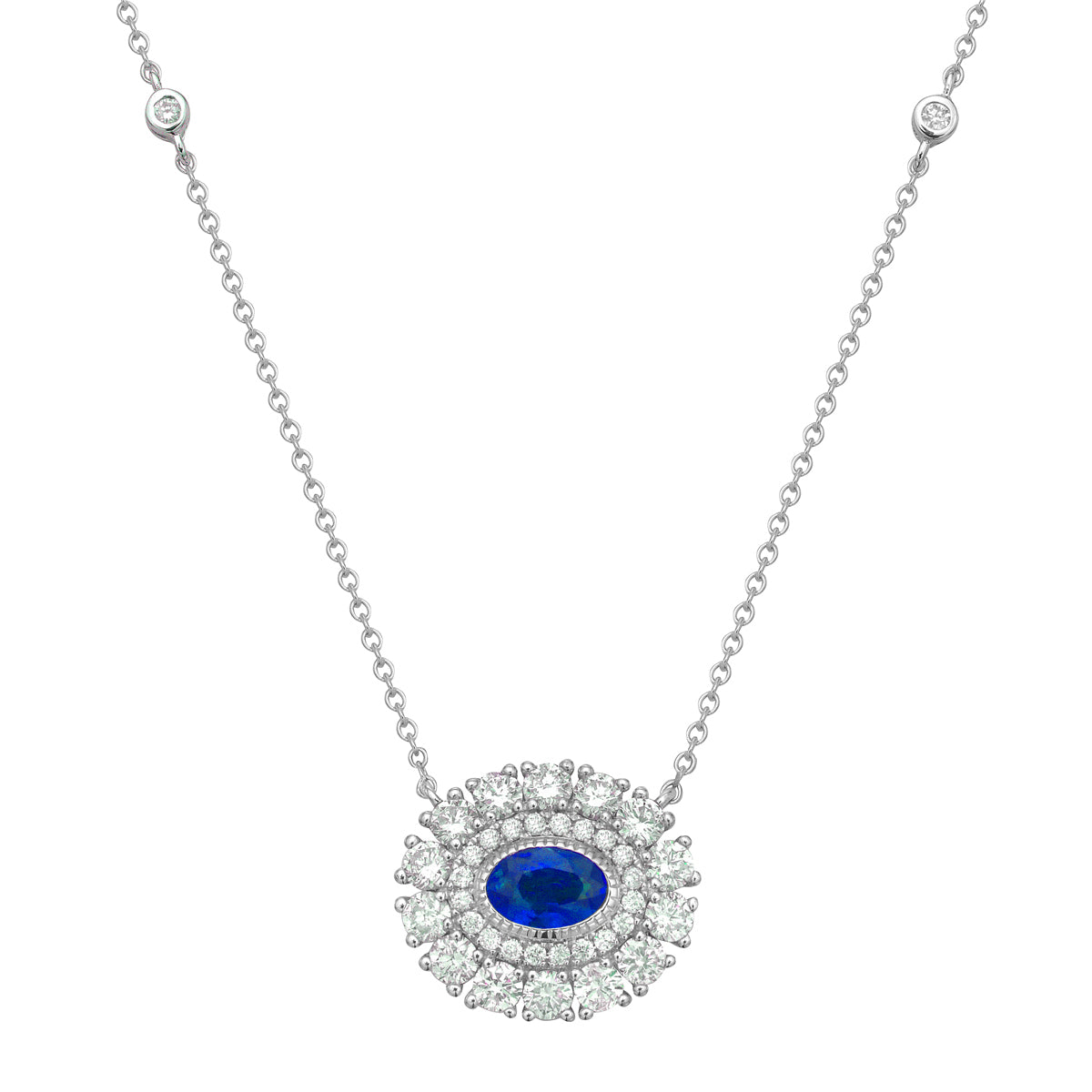 Necklace 14KW/1.9G 1SAPP-0.56CT 14RD-0.68CT 24RD-0.14CT