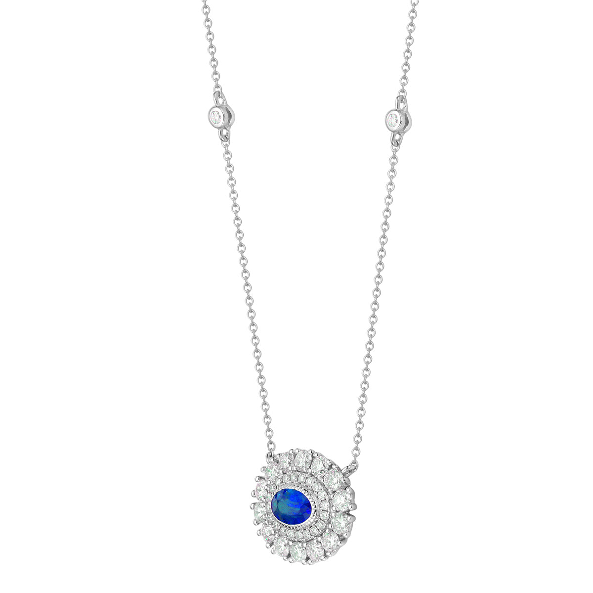 Necklace 14KW/1.9G 1SAPP-0.56CT 14RD-0.68CT 24RD-0.14CT