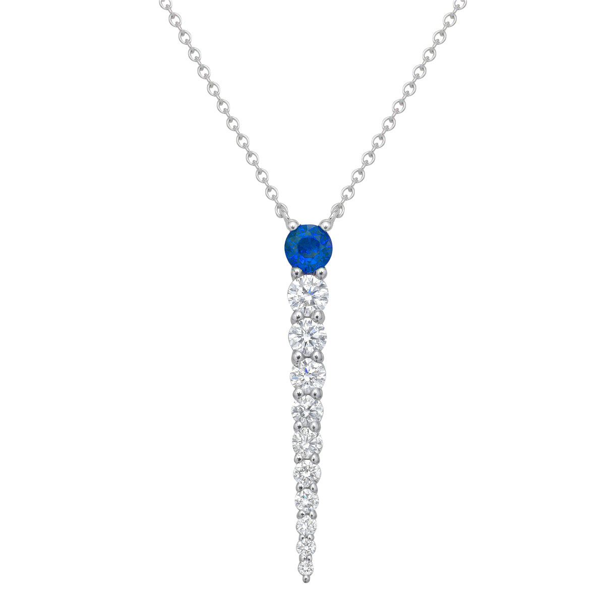 Necklace 14KW/0.9G 1SAPP-0.18CT 6RD-0.35CT 4RD-0.05CT