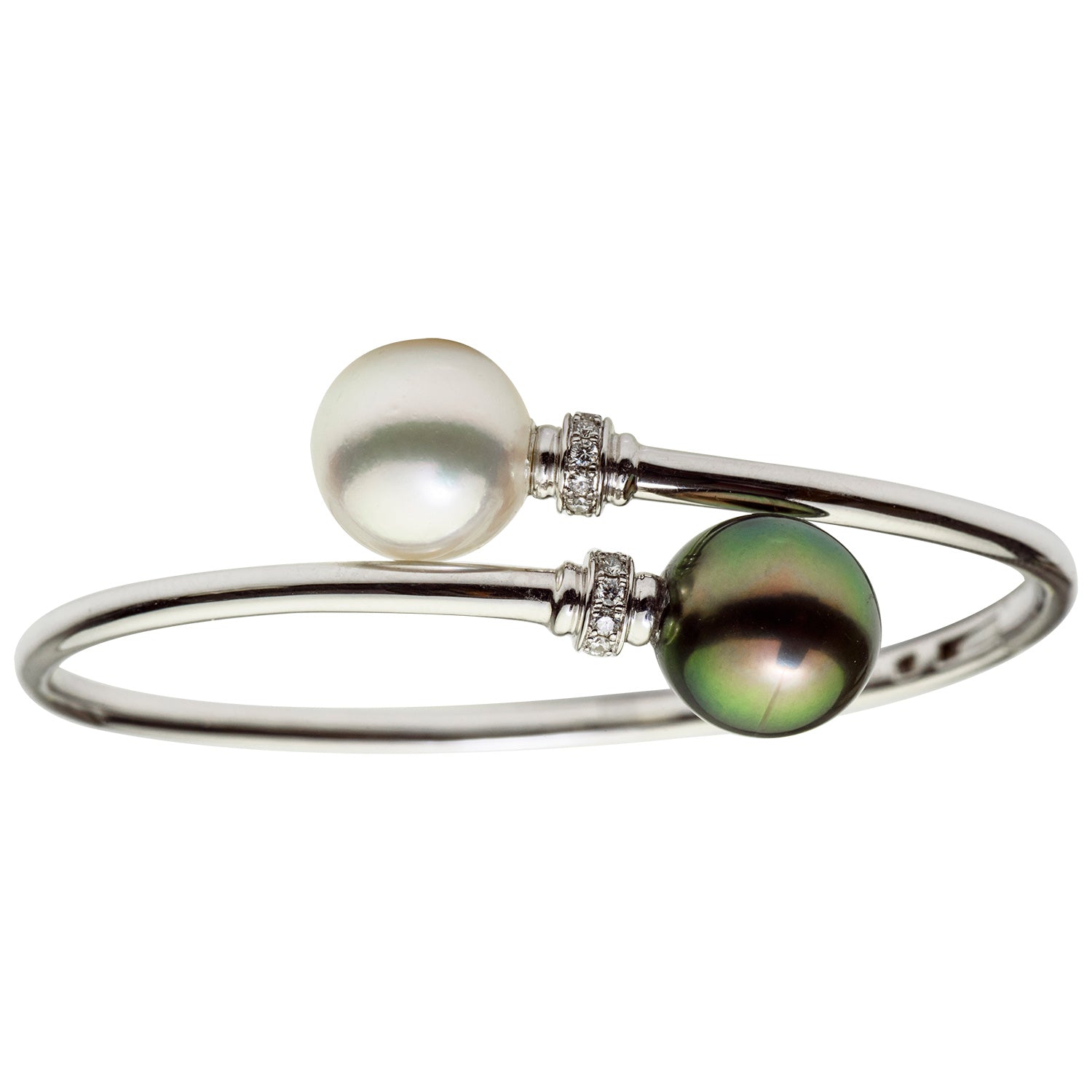 18KW White South Sea & Tahitian Pearl Bracelet, 12-13mm