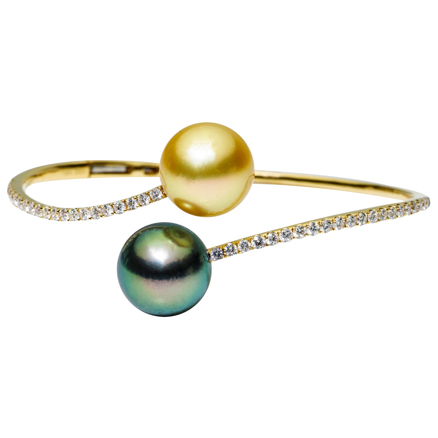 18KY Golden South Sea & Tahitian Pearl Bracelet, 12-13mm