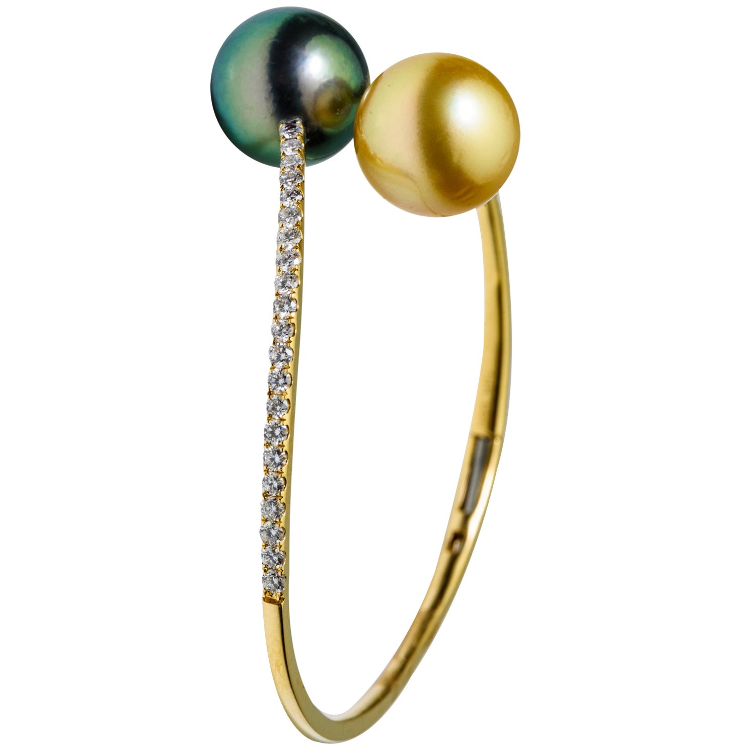 18KY Golden South Sea & Tahitian Pearl Bracelet, 12-13mm