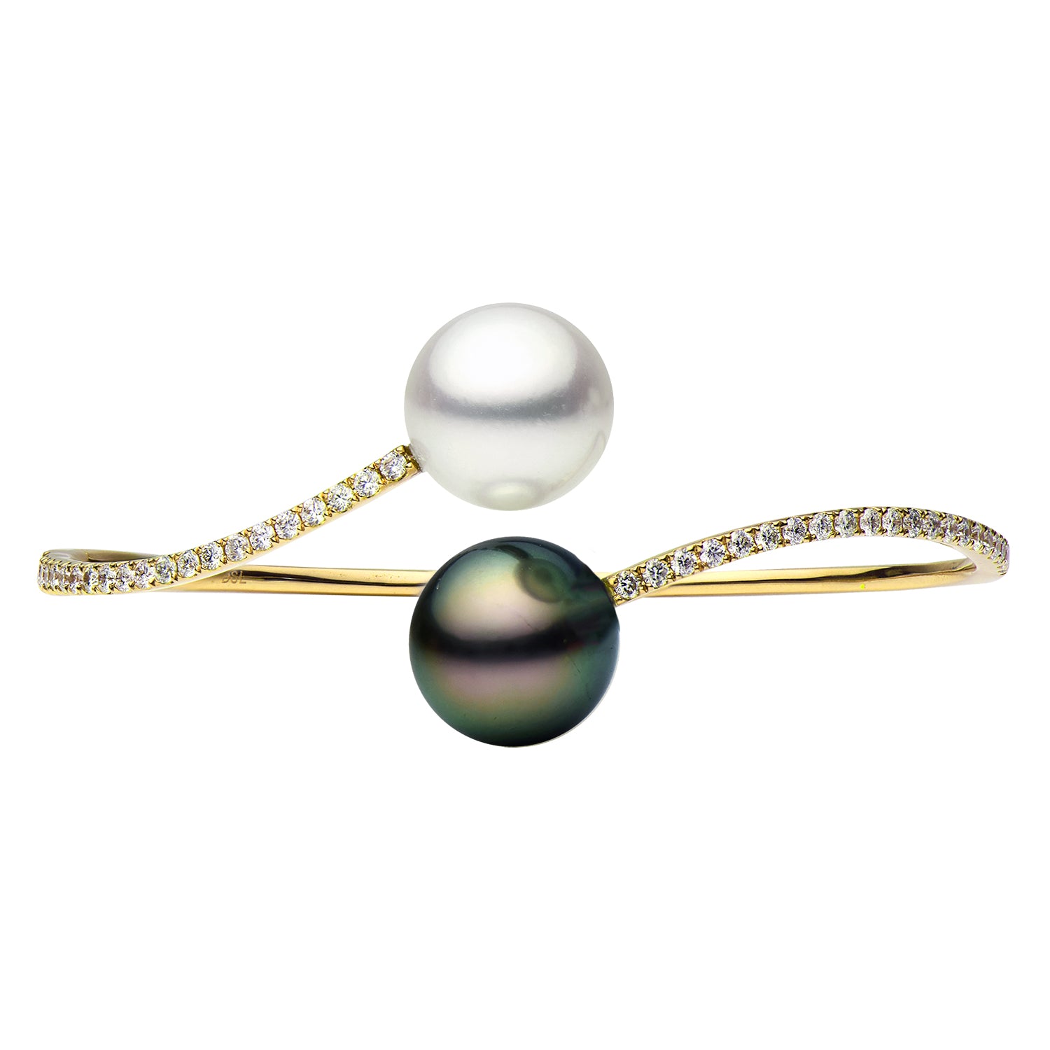 18KY White South Sea & Tahitian Pearl Bracelet, 12-13mm