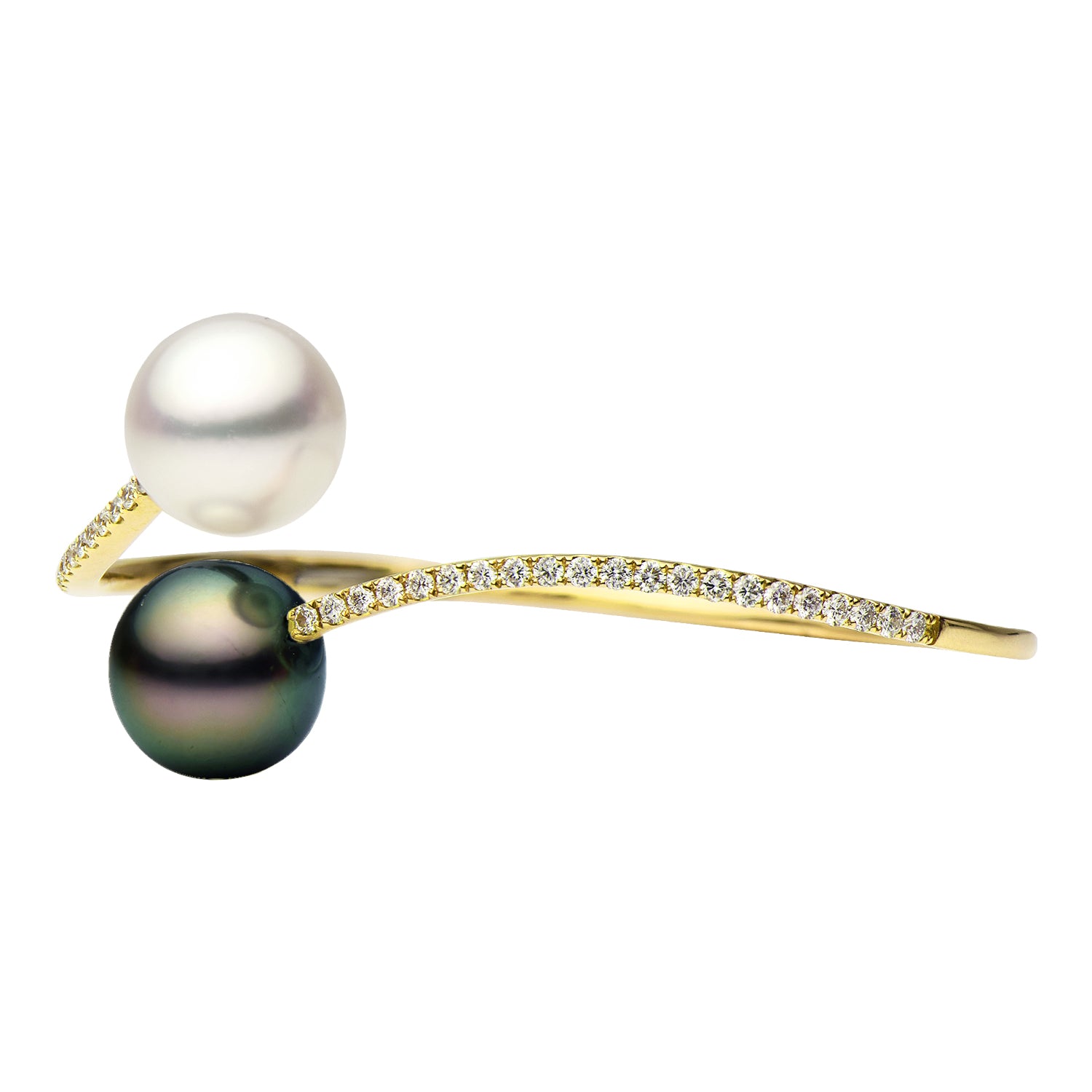 18KY White South Sea & Tahitian Pearl Bracelet, 12-13mm