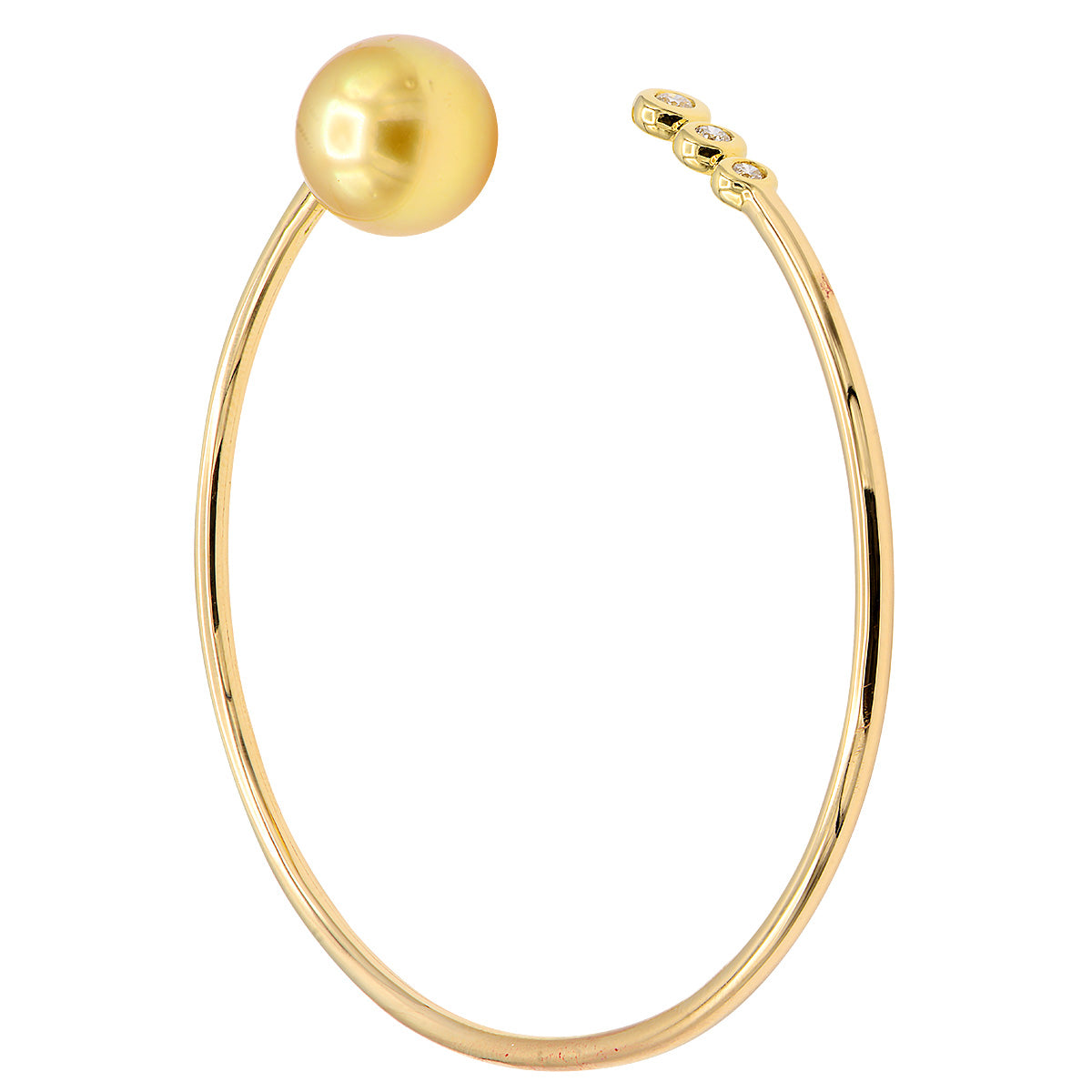 14KY_3.22G Golden Bangle 3D-0.09ct 11-12mm