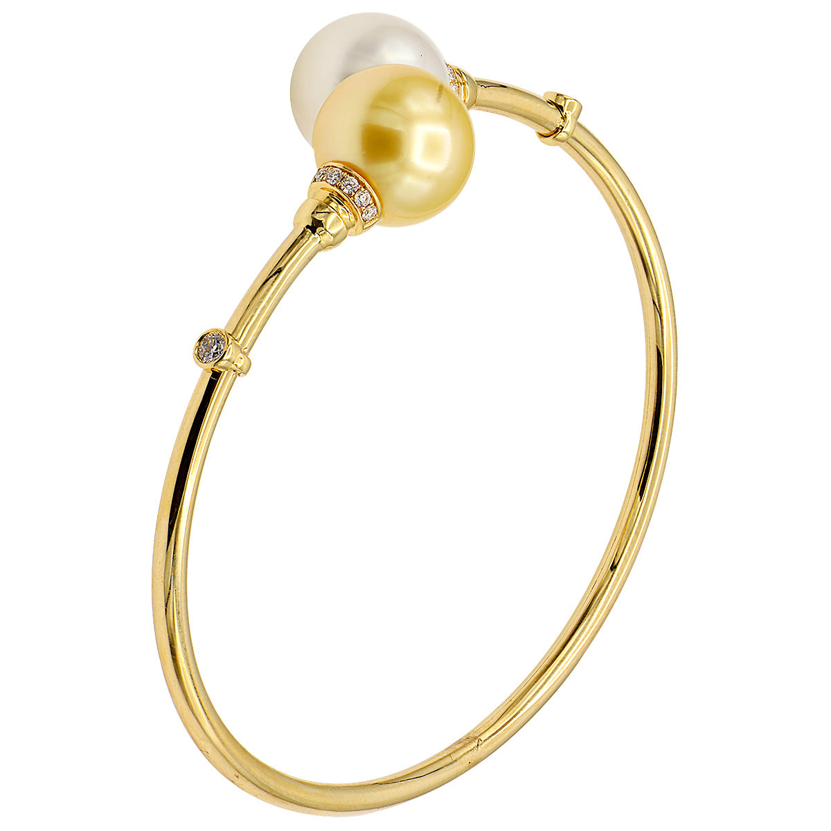 18KY White & Golden South Sea Pearl Bracelet, 11-12mm