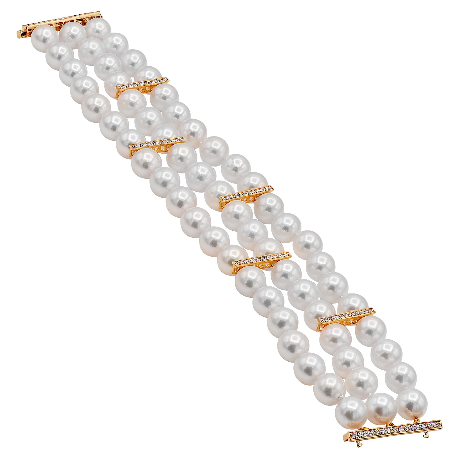 18KR Cultured Akoya Pearl Bracelet, 9-10mm