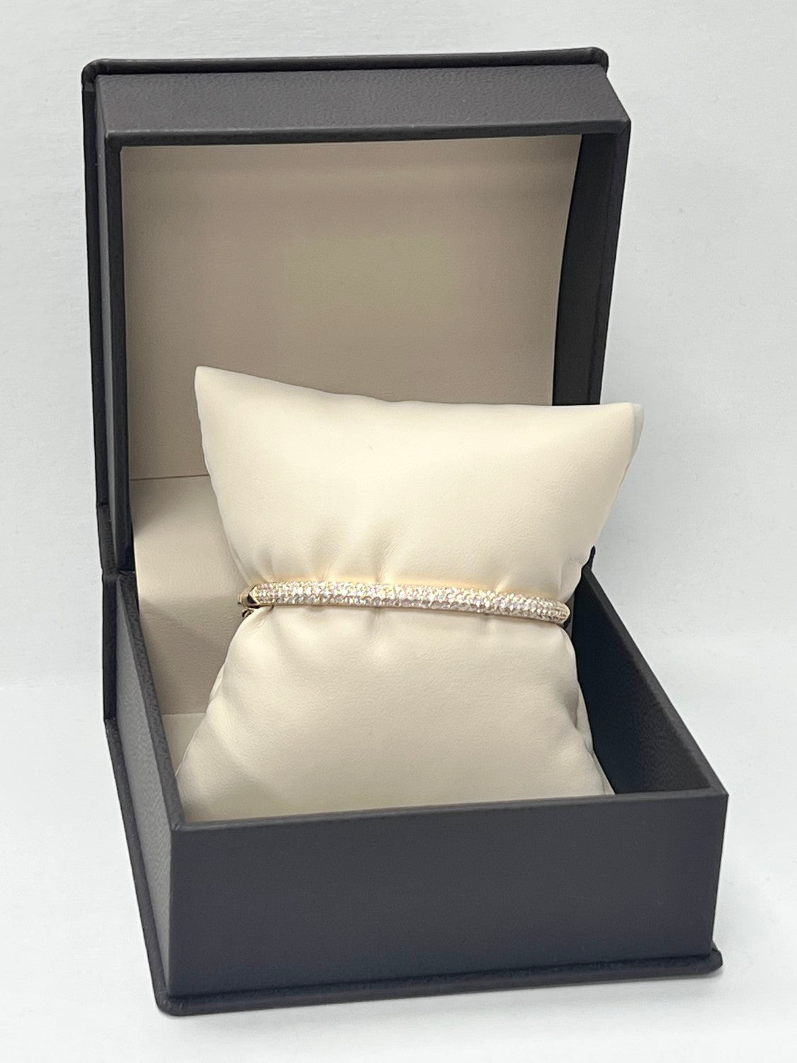 14K Yellow Gold Three Row Diamond Bangle