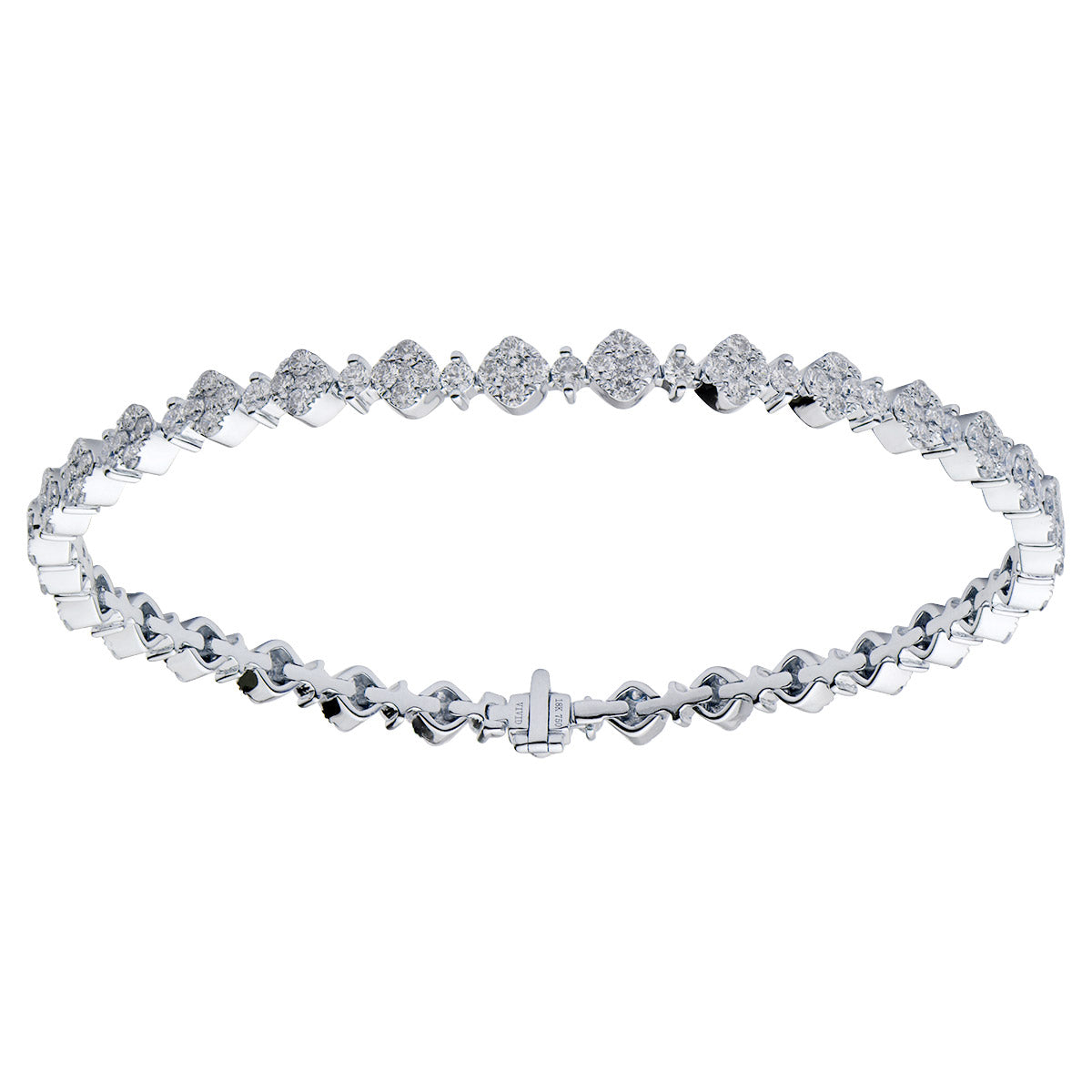 14K White Gold Cushion Shape Cluster Diamond Bracelet