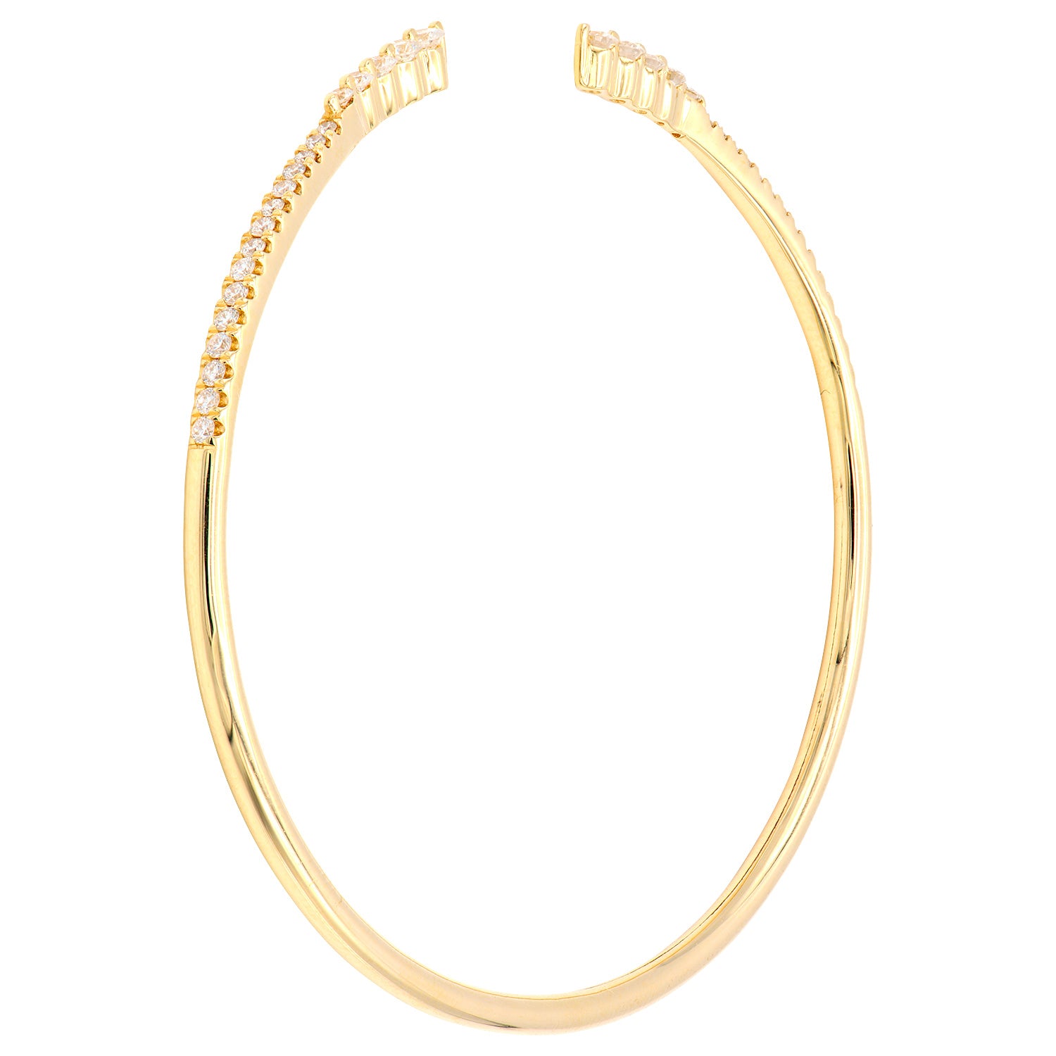 14K Yellow Gold Diamond Claw Bangle