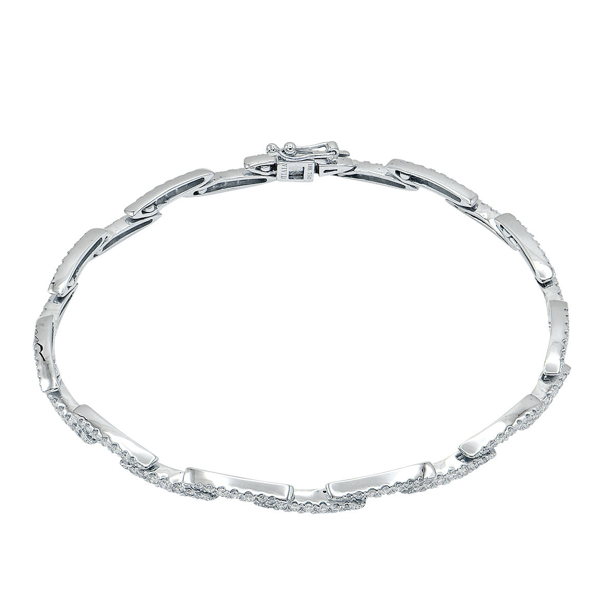 14K White Gold Diamond Steps Bracelet