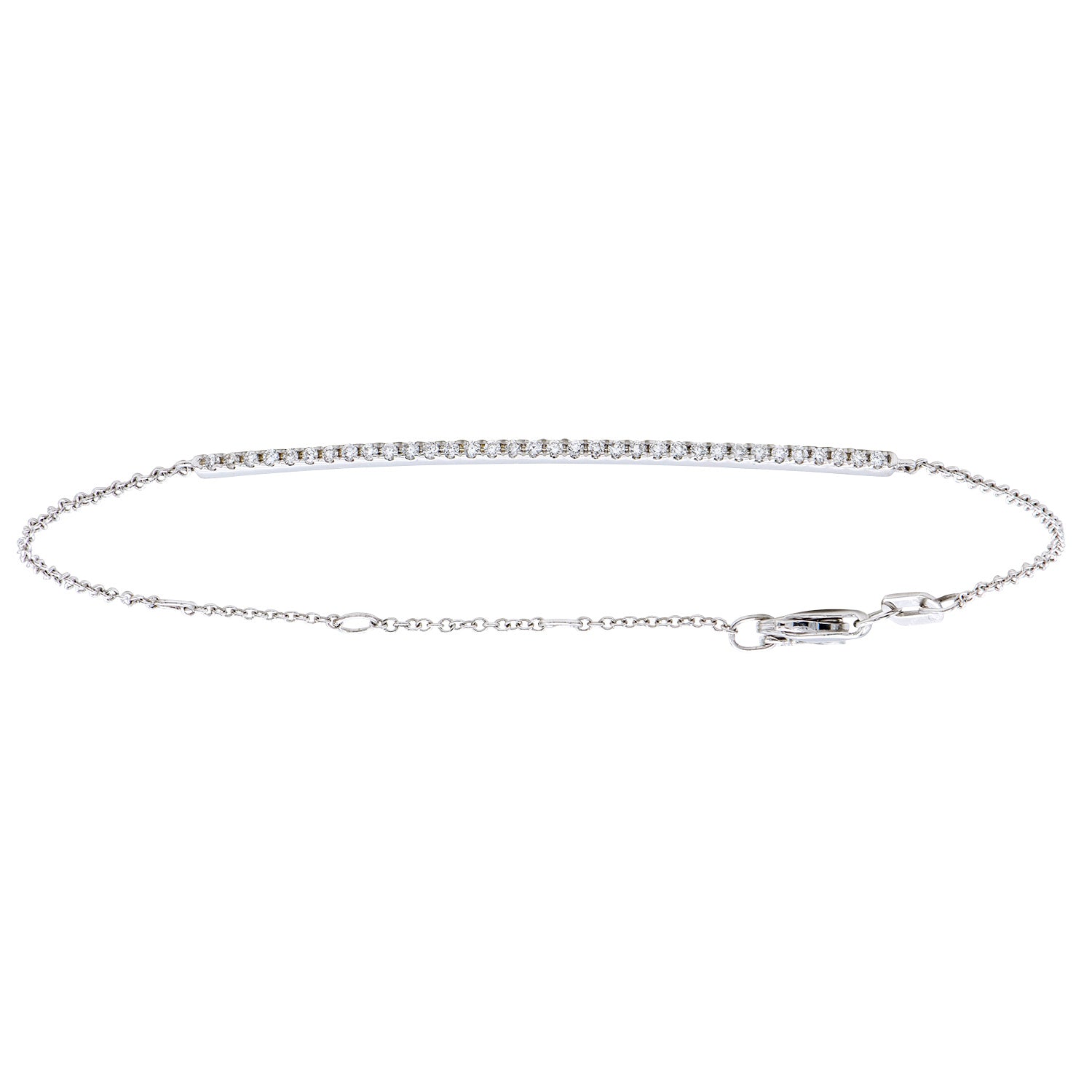 14K White Gold Diamond Bar Bracelet - Large