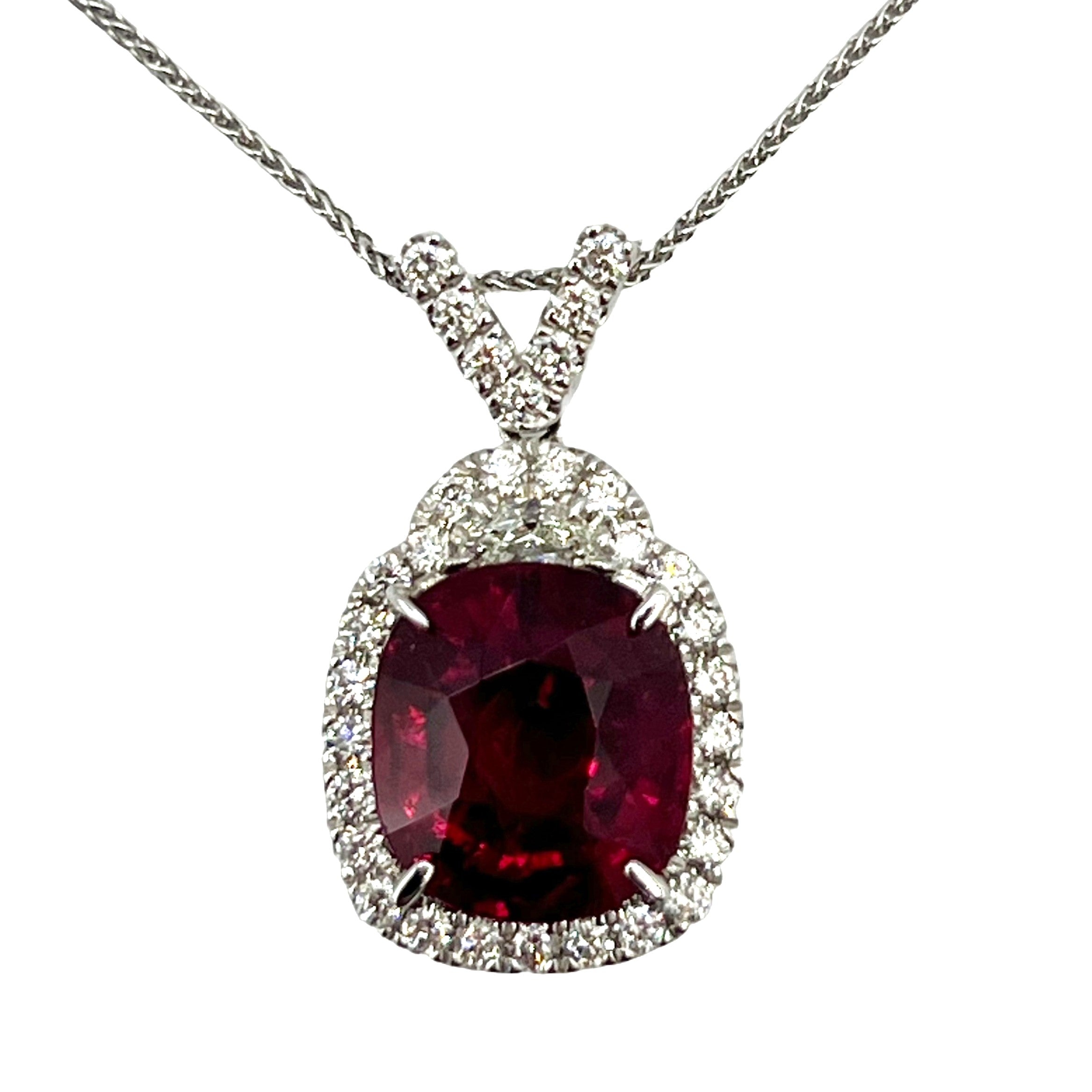 Pendant 18KW/3.1G 1Rubilite-4.36CT 1HM-0.11CT RD-0.45CT