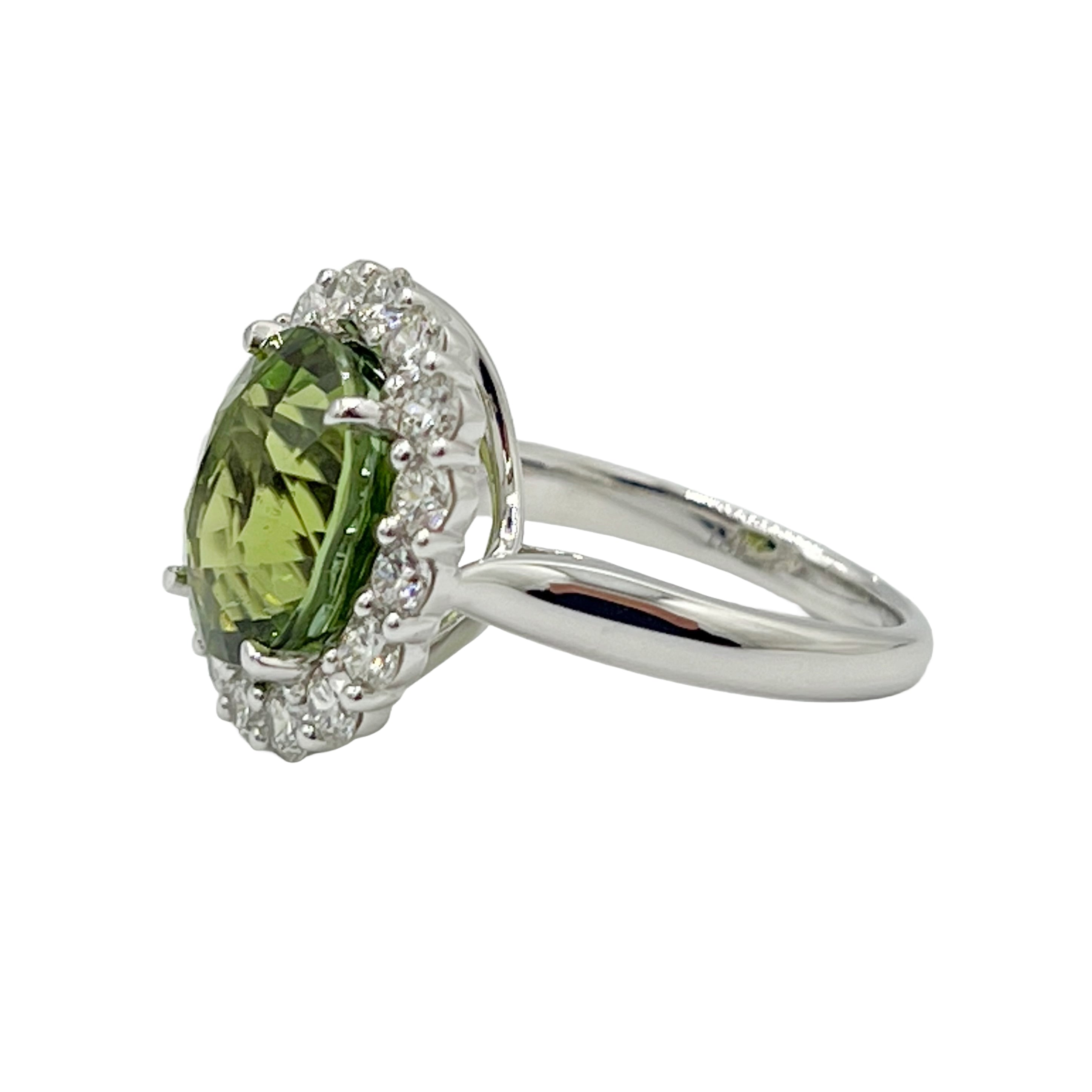 Ring 18KW/6.5G 1TOURM-6.38CT 16RD-1.24CT