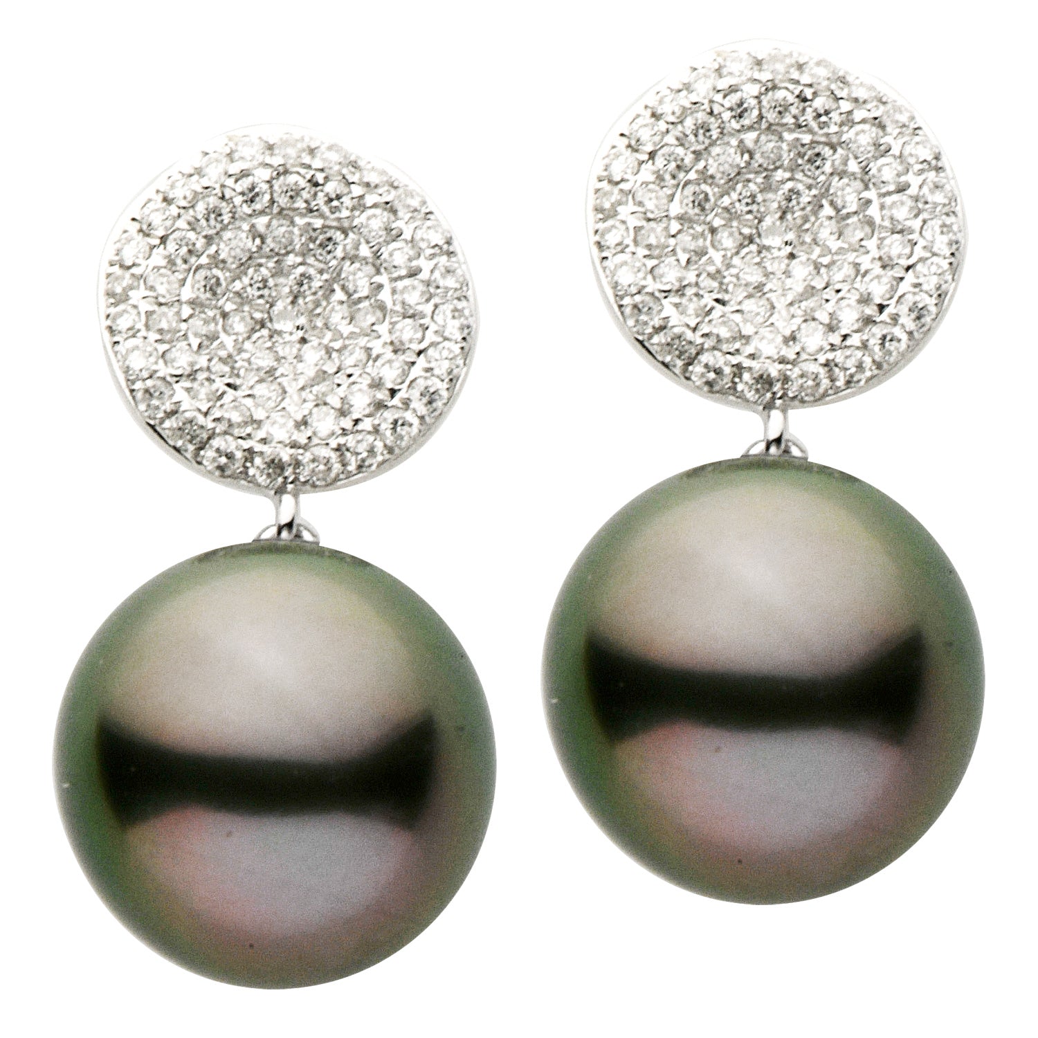 14KW Tahitian Pearl Earrings, 11-12mm