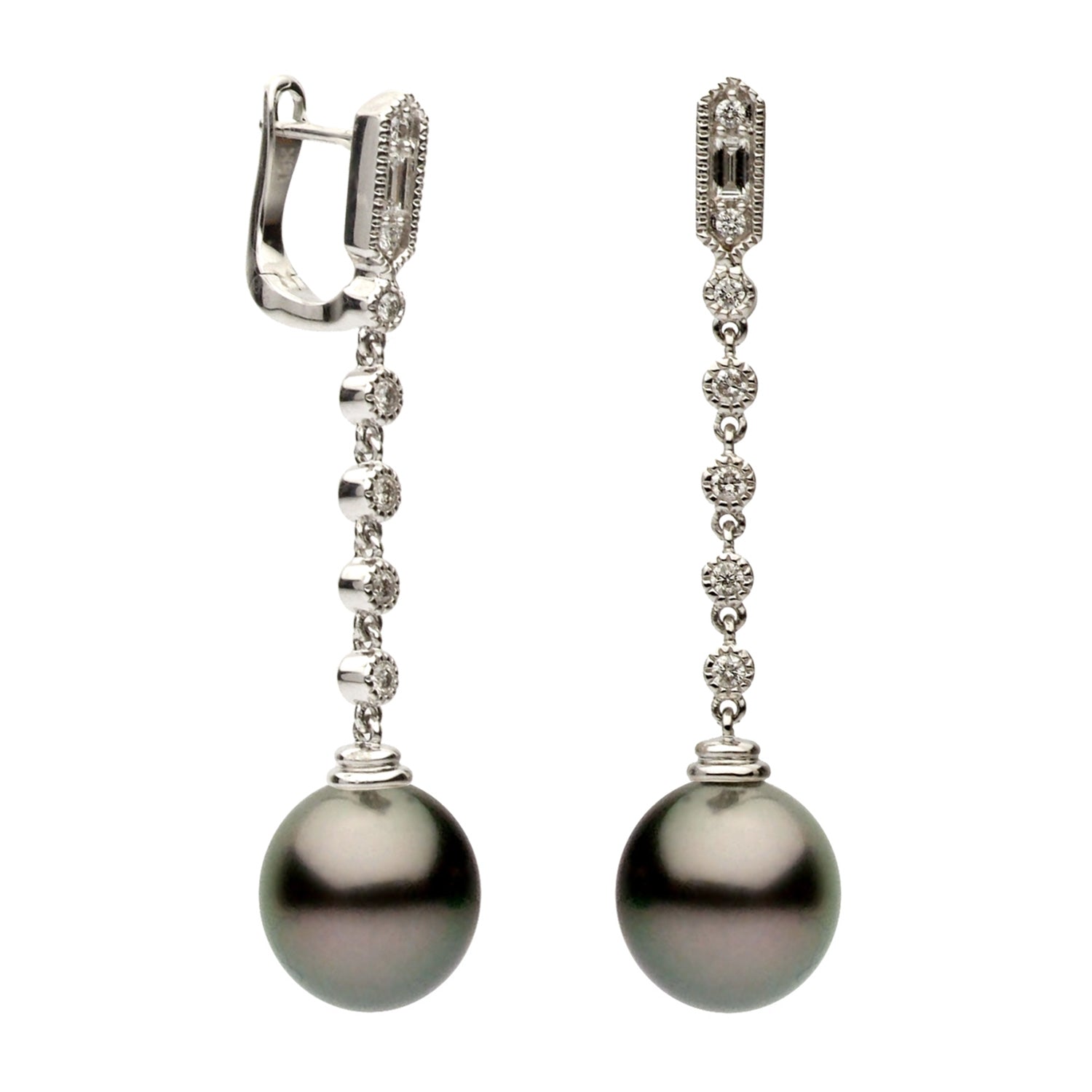 18KW Tahitian Pearl Earrings, 10-11mm