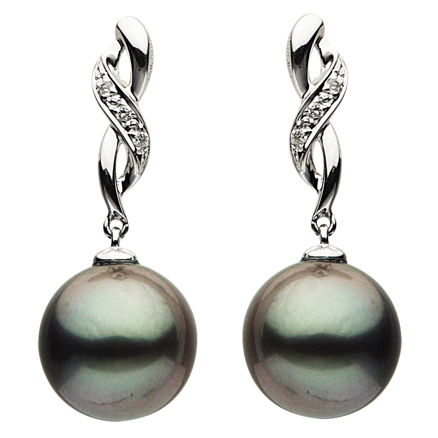 14KW White South Sea Pearl Earrings, 10-11mm