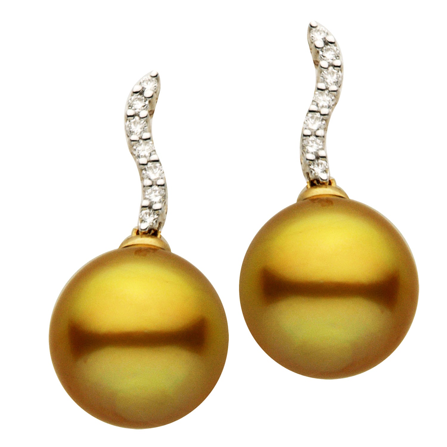 14KY Golden South Sea Pearl Earrings, 10-11mm